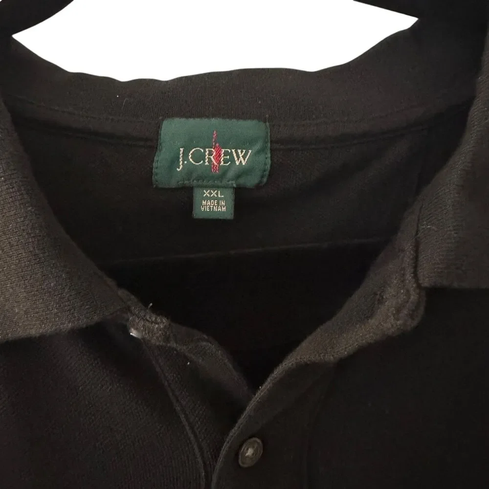 J. Crew Vintage 90's Black‎ Solid Cotton Rugby Henley Shirt Size XXL